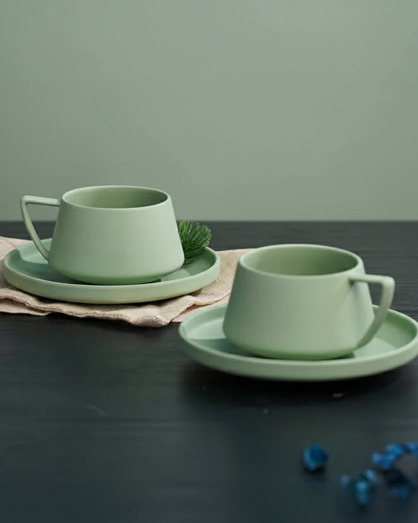 Elevated Porcelain Cup & Saucer Set MOSS