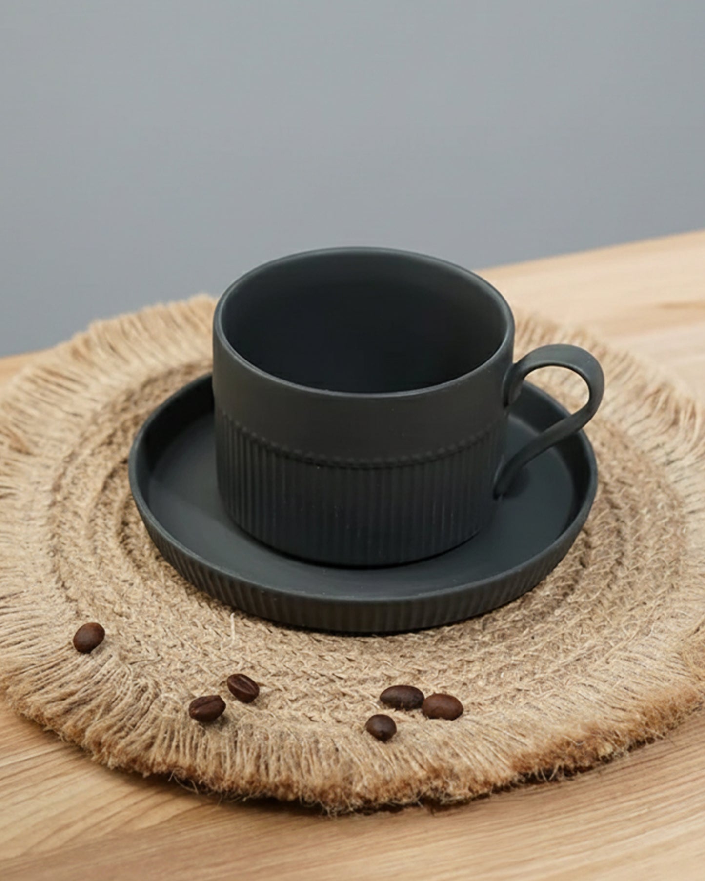 Stroke Porcelain Cup & Saucer Set STONE