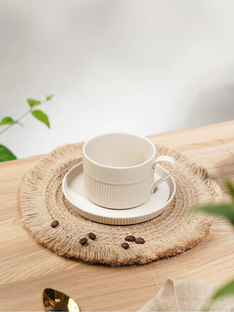 Vogue Stroke Fine Porcelain Cup & Saucer Set of 4 – Artistic Brushstroke Design for Tea & Coffee