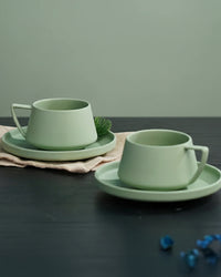 Elevated Porcelain Cup & Saucer Set MOSS