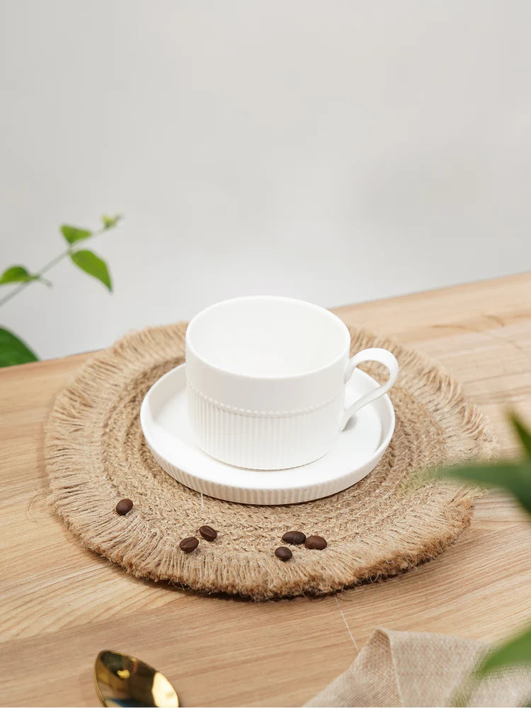 Vogue Stroke Fine Porcelain Cup & Saucer Set of 4 – Artistic Brushstroke Design for Tea & Coffee
