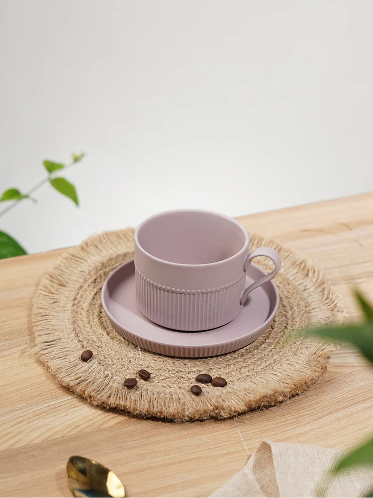 Vogue Stroke Fine Porcelain Cup & Saucer Set of 4 – Artistic Brushstroke Design for Tea & Coffee