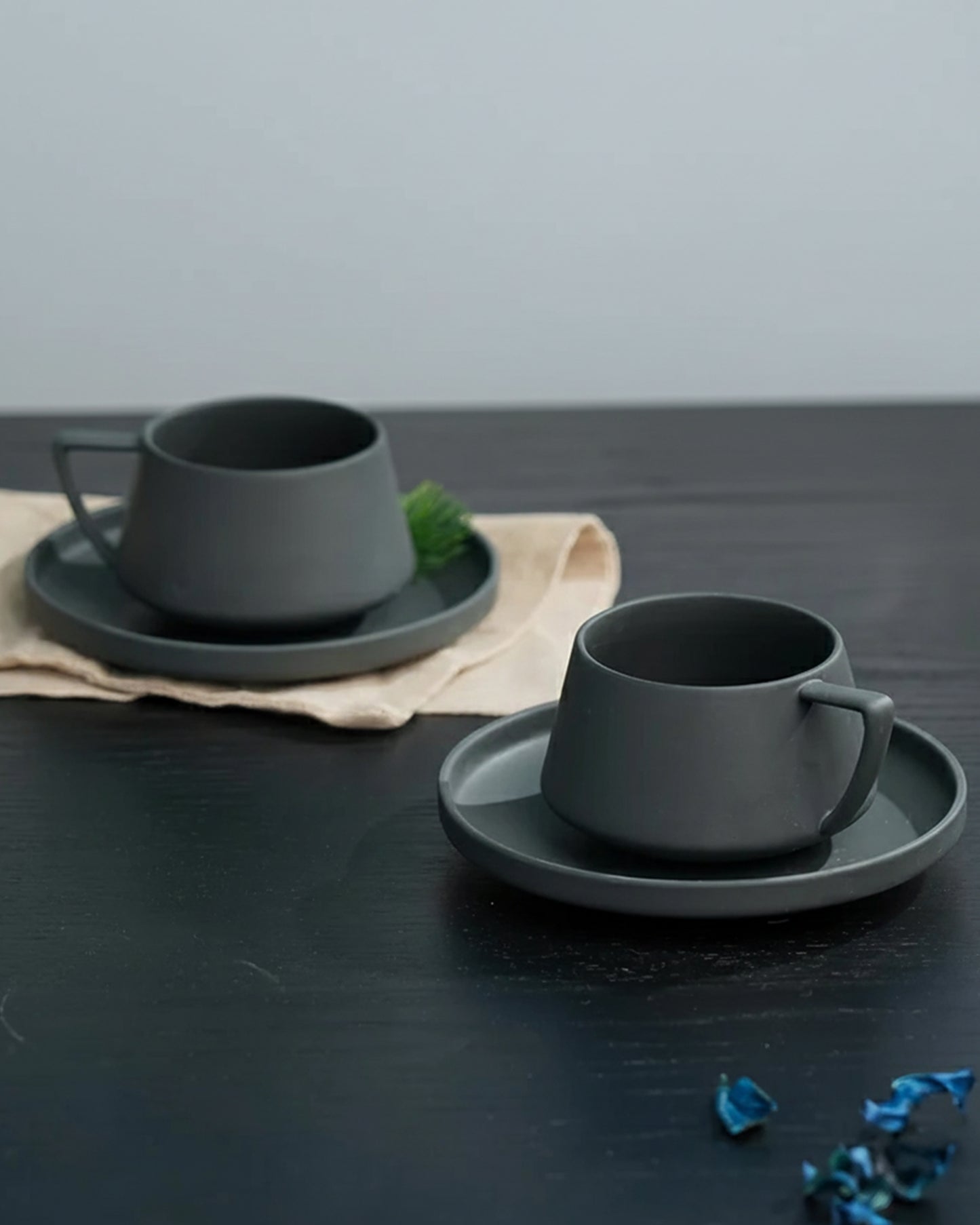 Elevated Porcelain Cup & Saucer Set STONE