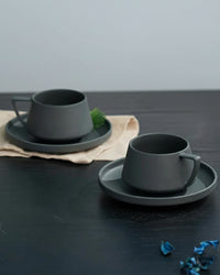 Elevated Porcelain Cup & Saucer Set STONE