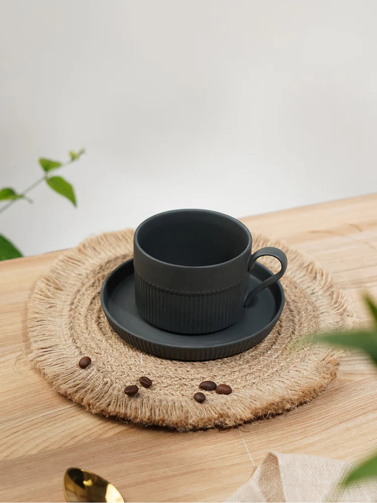 Vogue Stroke Fine Porcelain Cup & Saucer Set of 4 – Artistic Brushstroke Design for Tea & Coffee