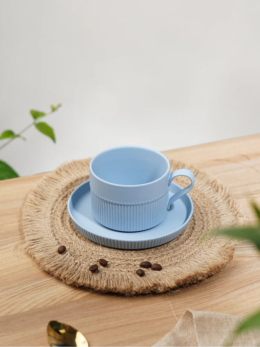 Vogue Stroke Fine Porcelain Cup & Saucer Set of 4 – Artistic Brushstroke Design for Tea & Coffee