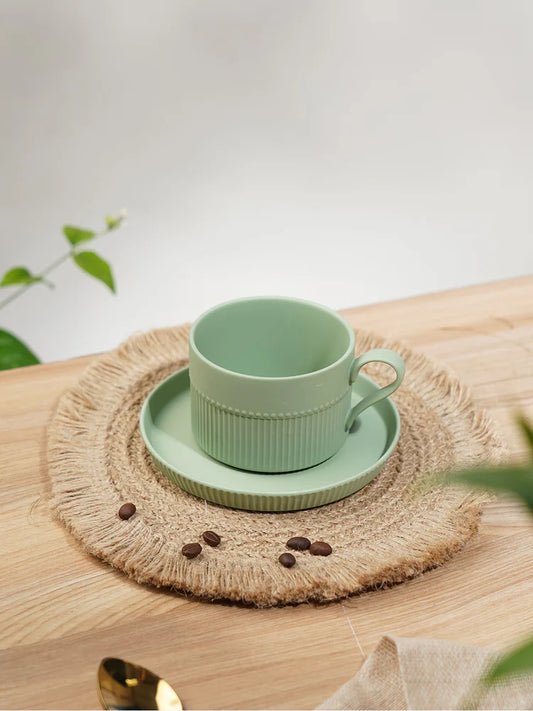 Vogue Stroke Fine Porcelain Cup & Saucer Set of 4 – Artistic Brushstroke Design for Tea & Coffee
