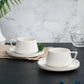 Vogue Elevated Fine Porcelain Cup & Saucer Set of 4 – Elevated Base Design for Tea & Coffee