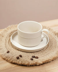 Stroke Porcelain Cup & Saucer Set BEIGE
